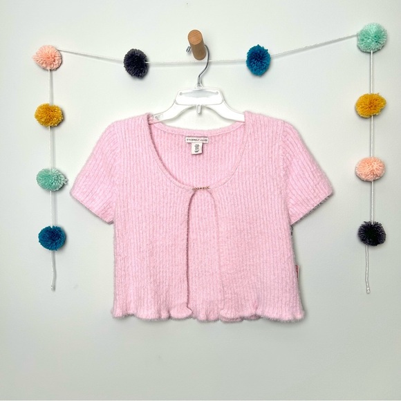 Sincerely Jules Fluffy Baby Pink Short Sleeve Cardigan - Picture 1 of 9